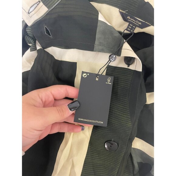 Massimo Dutti Womens Long  Dress EU 40 US 8 White Black Geometric 6605/819 NWT - Picture 5 of 14